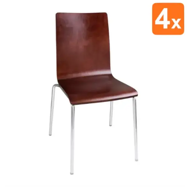 Stoelen | Hout/Staal | Hout (Walnut) | Grijze Poten | Indoor | Stapelbaar | 4 Stuks | 505x520x855(h)mm