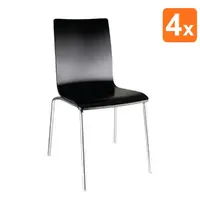 Bolero Stoelen | Hout/Staal | Black | Grijze Poten | Indoor | Stapelbaar | 4 Stuks | 505x520x855(h)mm