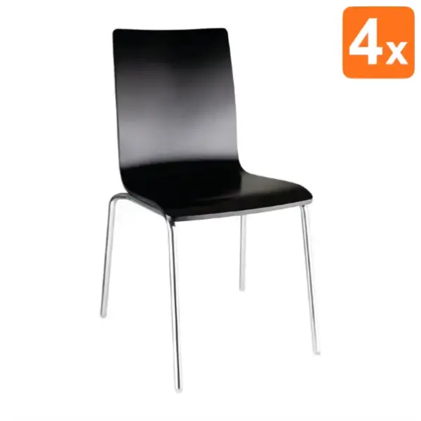 Stoelen | Hout/Staal | Black | Grijze Poten | Indoor | Stapelbaar | 4 Stuks | 505x520x855(h)mm