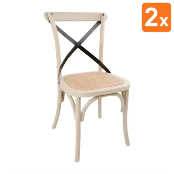 Stoelen | Rotan/Hout | Ecru | Indoor | 2 Stuks | 460x540x880(h)mm