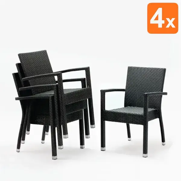 Stoelen | Polyrotan/Aluminium | Anthracite | In-/Outdoor | Stapelbaar | 4 Stuks | 560x602x853(h)mm