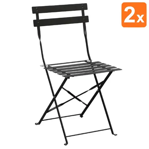 Opklapbare Stoelen | Staal | Black | In-/Outdoor | 2 Stuks | 387x471x800(h)mm