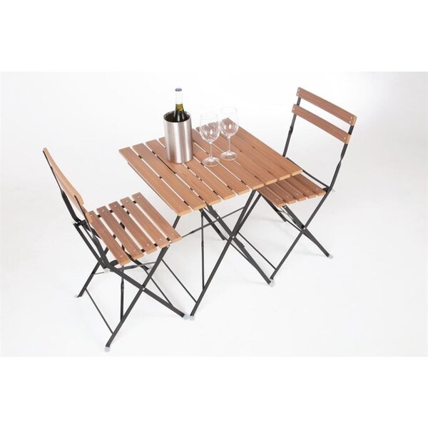 Opklapbare Stoelen | Hout/Staal | Houtlook | Zwart Frame | In-/Outdoor | 2 Stuks | 420x440x810(h)mm