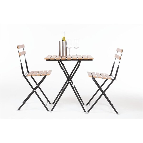 Opklapbare Stoelen | Hout/Staal | Houtlook | Zwart Frame | In-/Outdoor | 2 Stuks | 420x440x810(h)mm