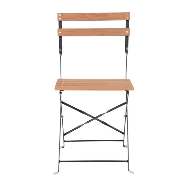 Opklapbare Stoelen | Hout/Staal | Houtlook | Zwart Frame | In-/Outdoor | 2 Stuks | 420x440x810(h)mm
