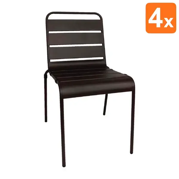 Stoelen | Staal | Black | In-/Outdoor | Stapelbaar | 4 Stuks | 470x570x830(h)mm