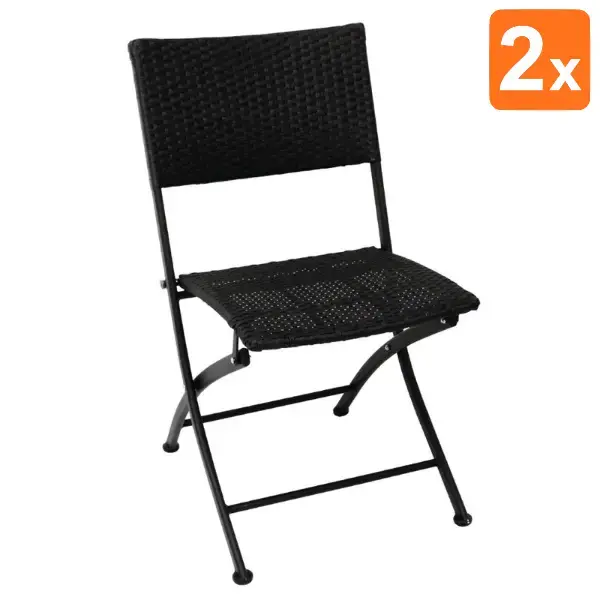 Opklapbare Stoelen | Rotan/Staal | Black | In-/Outdoor | 2 Stuks | 580x470x850(h)mm