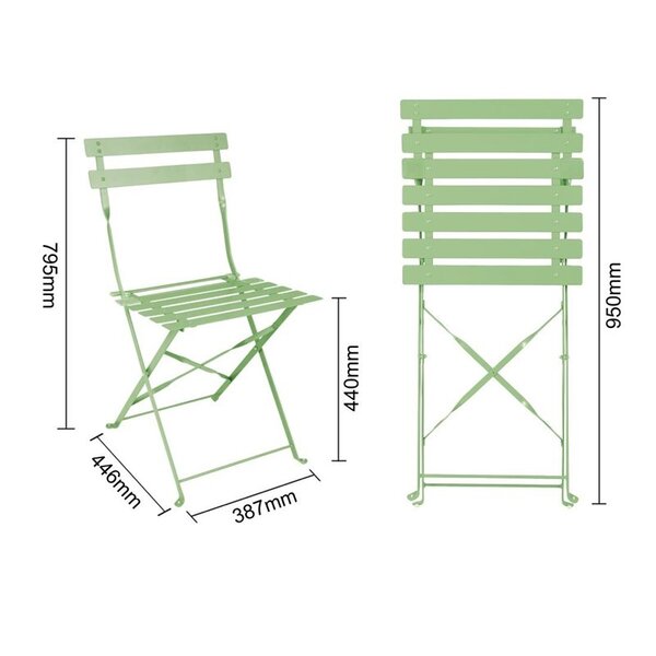 Opklapbare Stoelen | Staal | Light Green | In-/Outdoor | 2 Stuks | 387x471x800(h)mm