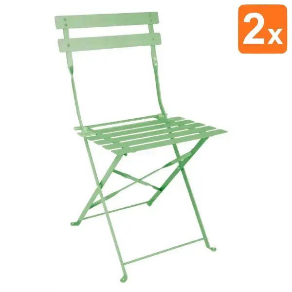 Opklapbare Stoelen | Staal | Light Green | In-/Outdoor | 2 Stuks | 387x471x800(h)mm