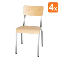 Bolero Stoelen | CANTINA | Hout/Staal | Hout (Essen) | Grijs Frame | Indoor | Stapelbaar | 4 Stuks | 480x580x830(h)mm