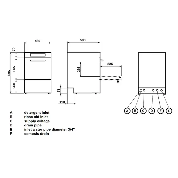 Glazenspoelmachine | CLEAN WATER | Mand 400x400 | Omgekeerde Osmose | Afvoerpomp | Zeeppomp | Naglanspomp | 230V | Dubbelwandig | 460x590x695(h)mm