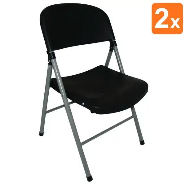 Opklapbare Stoelen | Kunststof/Staal | Black | Grijs Frame | In-/Outdoor | 2 Stuks | 490x500x810(h)mm