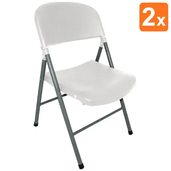 Opklapbare Stoelen | Kunststof/Staal | White | Grijs Frame | In-/Outdoor | 2 Stuks | 490x500x810(h)mm