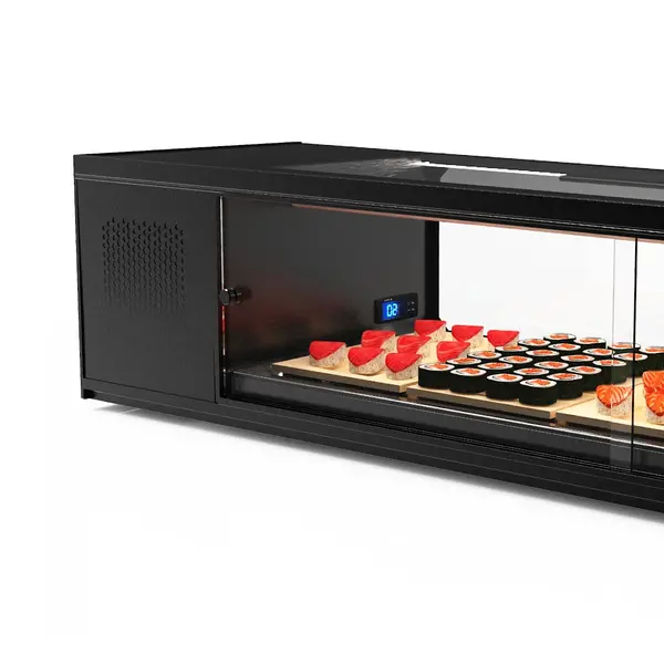 Sushivitrine | LOGIC | Zwart | 8x 1/3 GN | 0°C/+4°C | Statisch | 1 Niveau | 1680x380x300(h)mm