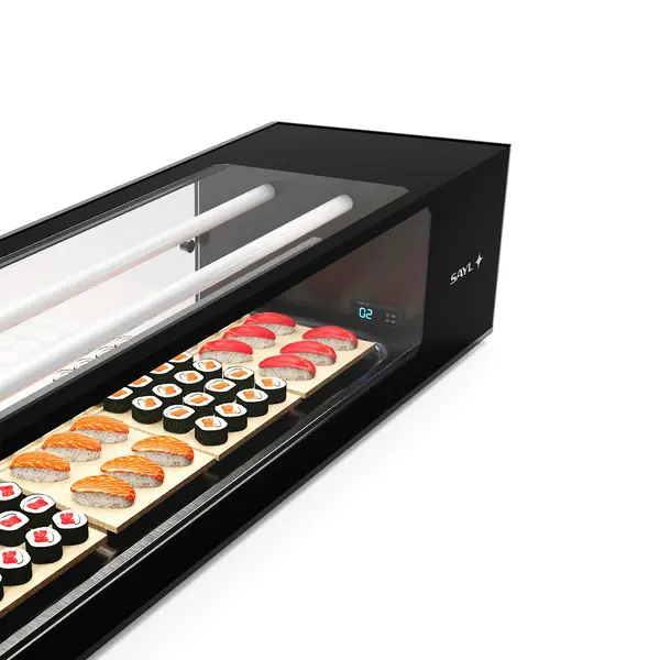Sushivitrine | LOGIC | Zwart | 8x 1/3 GN | 0°C/+4°C | Statisch | 1 Niveau | 1680x380x300(h)mm