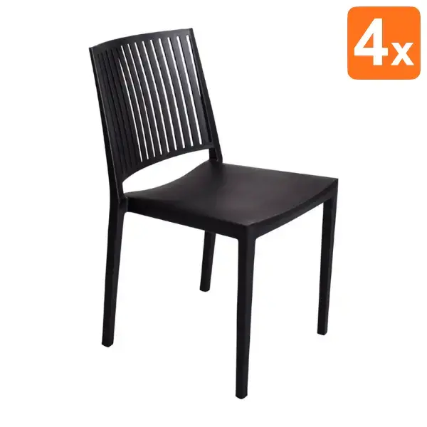 Stoelen | BALTIMORE | Kunststof | Black | In-/Outdoor | Stapelbaar | 4 Stuks | 460x560x820(h)mm