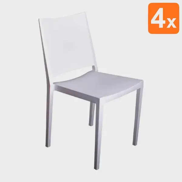 Stoelen | FLORENCE | Kunststof | White | In-/Outdoor | Stapelbaar | 4 Stuks | 460x560x820(h)mm