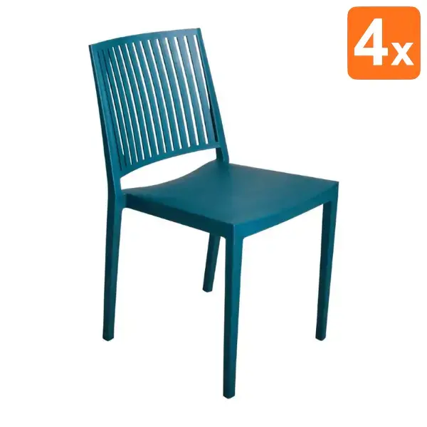 Stoelen | BALTIMORE | Kunststof | Blue | In-/Outdoor | Stapelbaar | 4 Stuks | 460x560x820(h)mm