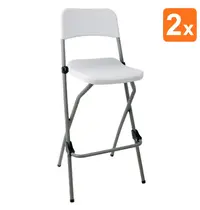 Bolero Opklapbare Barkrukken | Kunststof/Staal | White | Grijs Frame | In-/Outdoor | 2 Stuks | 505x445x1032(h)mm 