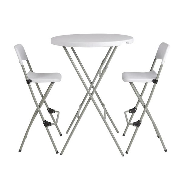 Opklapbare Barkrukken | Kunststof/Staal | White | Grijs Frame | In-/Outdoor | 2 Stuks | 505x445x1032(h)mm