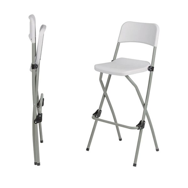 Opklapbare Barkrukken | Kunststof/Staal | White | Grijs Frame | In-/Outdoor | 2 Stuks | 505x445x1032(h)mm