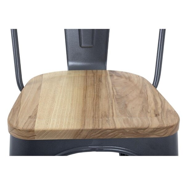 Stoelen | BISTRO | Hout/Staal | Hout (Essen) | Grijs Frame | In-/Outdoor | Stapelbaar | 4 Stuks | 445x520x855(h)mm