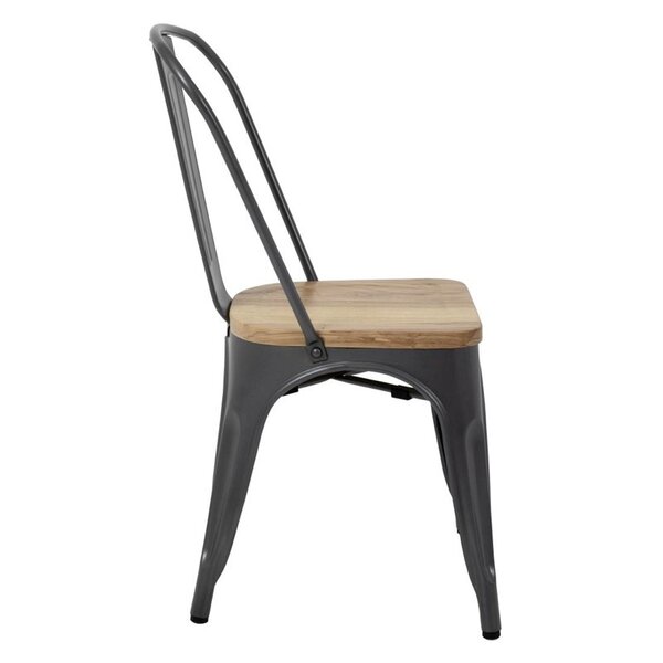 Stoelen | BISTRO | Hout/Staal | Hout (Essen) | Grijs Frame | In-/Outdoor | Stapelbaar | 4 Stuks | 445x520x855(h)mm