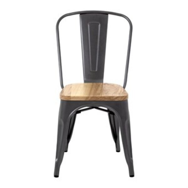 Stoelen | BISTRO | Hout/Staal | Hout (Essen) | Grijs Frame | In-/Outdoor | Stapelbaar | 4 Stuks | 445x520x855(h)mm