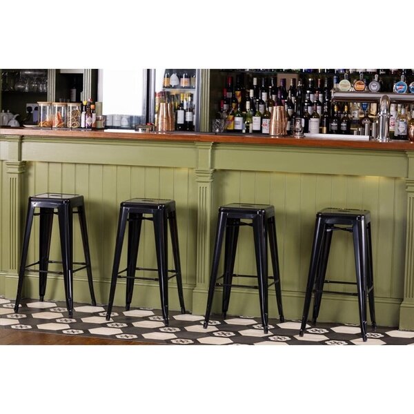Barkrukken | BISTRO | Staal | Black | In-/Outdoor | Stapelbaar | 4 Stuks | 425x425x770(h)mm