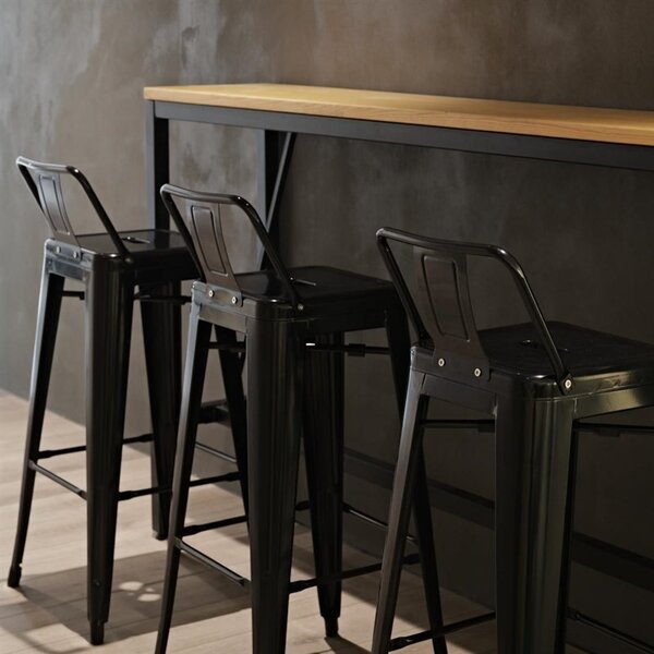 Barkrukken | BISTRO | Staal | Black | In-/Outdoor | 4 Stuks | 430x430x940(h)mm