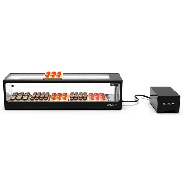 Sushivitrine | LOGIC | Zwart | 0°C/+4°C | Statisch | 1 Niveau | Losse Koelunit (Inbouw) | 1190x380x300(h)mm