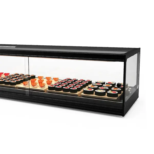 Sushivitrine | LOGIC | Zwart | 0°C/+4°C | Statisch | 1 Niveau | Losse Koelunit (Inbouw) | 1190x380x300(h)mm