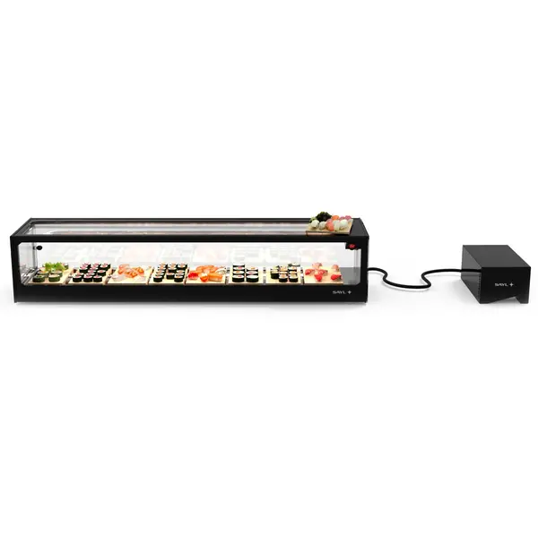 Sushivitrine | LOGIC | Zwart | 0°C/+4°C | Statisch | Losse Koelunit (Inbouw) | 1 Niveau | 1540x380x300(h)mm