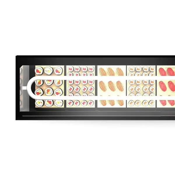 Sushivitrine | LOGIC | Zwart | 8x 1/3 GN | 0°C/+4°C | Statisch | 1 Niveau | Externe Koeling (Excl.) | 1540x380x300(h)mm
