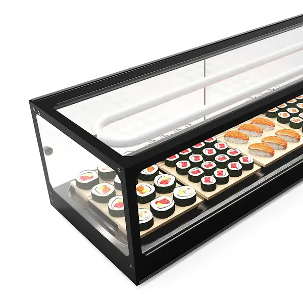 Sushivitrine | LOGIC | Zwart | 8x 1/3 GN | 0°C/+4°C | Statisch | 1 Niveau | Externe Koeling (Excl.) | 1540x380x300(h)mm