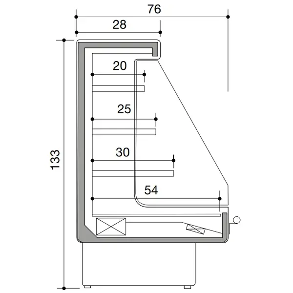 Wandkoeling | Zwart | +2°C/+4°C | Statisch + Ventilator | Open | 1500x760x1330(h)mm