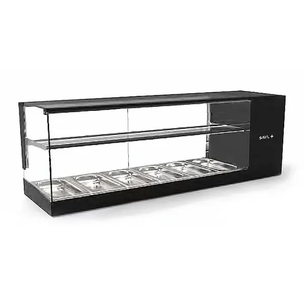 Tapasvitrine | LOGIC | Zwart | 6x 1/3 GN | +2°C/+6°C | Statisch | 2 Niveaus | 1320x380x460(h)mm