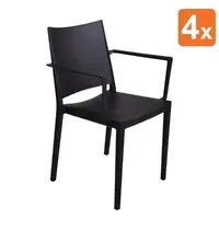 Attends Stoelen | FLORENCE | Kunststof | Black | In-/Outdoor | Stapelbaar | 4 Stuks | 460x560x820(h)mm 