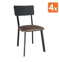 Bolero Stoelen | Kunstleer/Staal | Mokka | Zwart Frame | Indoor | 4 Stuks | 428x540x855(h)mm