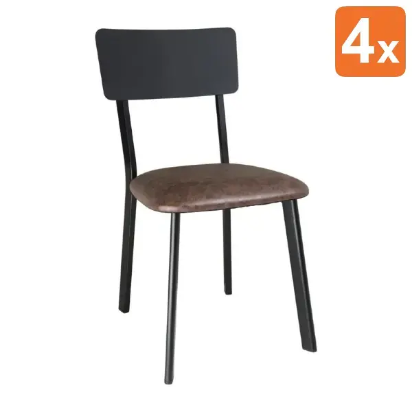 Stoelen | Kunstleer/Staal | Mokka | Zwart Frame | Indoor | 4 Stuks | 428x540x855(h)mm