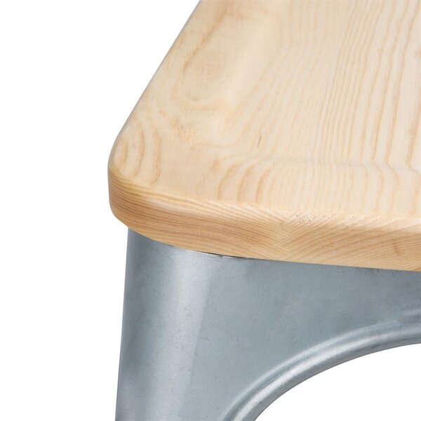Stoelen | BISTRO | Hout/Staal | Hout (Essen) | Zilver Frame | In-/Outdoor | Stapelbaar | 4 Stuks | 434x500x847(h)mm