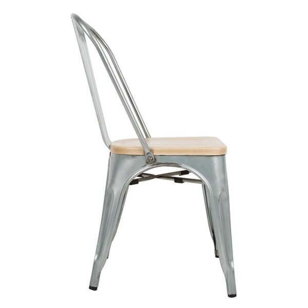 Stoelen | BISTRO | Hout/Staal | Hout (Essen) | Zilver Frame | In-/Outdoor | Stapelbaar | 4 Stuks | 434x500x847(h)mm