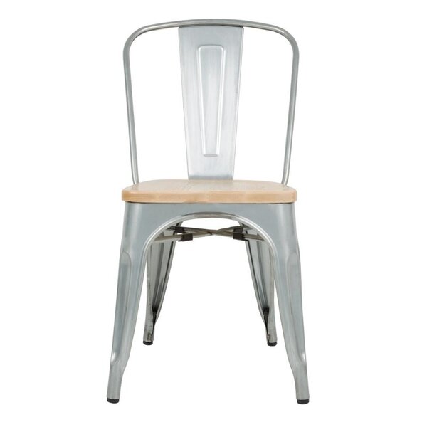 Stoelen | BISTRO | Hout/Staal | Hout (Essen) | Zilver Frame | In-/Outdoor | Stapelbaar | 4 Stuks | 434x500x847(h)mm