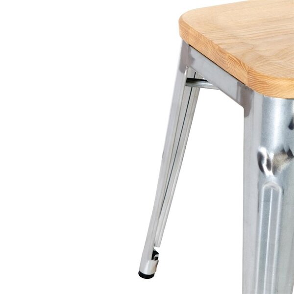 Krukken | BISTRO | Hout/Staal | Hout (Essen) | Zilverkleurig Frame | Indoor | Stapelbaar | 4 Stuks | 408x400x450(h)mm
