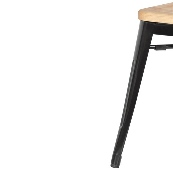 Krukken | BISTRO | Hout/Staal | Hout (Essen) | Zwart Frame | In-/Outdoor | Stapelbaar | 4 Stuks | 405x405x455(h)mm