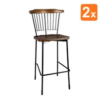 Bolero Barkrukken | SCANDI | Hout/Staal | Houtlook | Zwart Frame | Indoor | 2 Stuks | 520x535x1120(h)mm