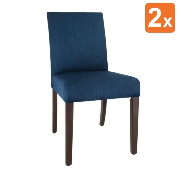 Stoelen | CHISWICK | Textiel/Hout | Blue | Houtlook Poten | Indoor | 2 Stuks | 450x600x910(h)mm