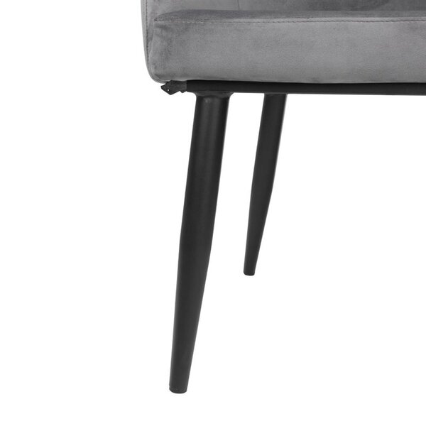 Stoelen | LIA VELVET | Fluweel/Metaal | Grey | Zwarte Poten | Indoor | 2 Stuks | 580x506x810(h)mm