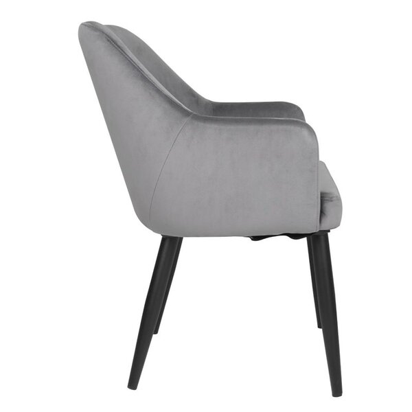 Stoelen | LIA VELVET | Fluweel/Metaal | Grey | Zwarte Poten | Indoor | 2 Stuks | 580x506x810(h)mm