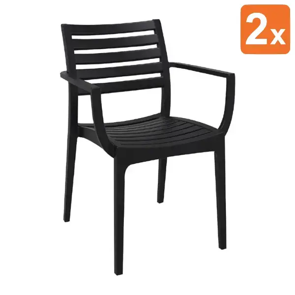 Stoelen | ARTEMIS | Kunststof | Black | In-/Outdoor | Stapelbaar | 2 Stuks | 580x580x820(h)mm